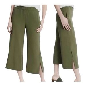 White House Black Market Olive Green Wide Leg Crop Pants Sz 8 NWT